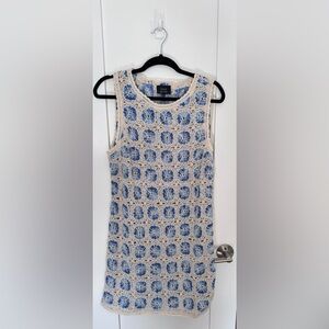 Vici Blue and Cream Crochet Coverup